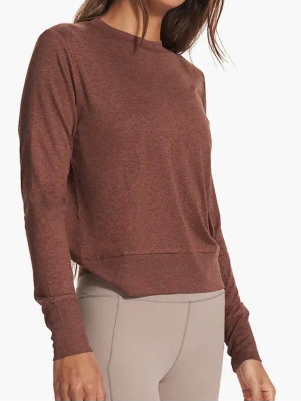 Vuori Daydream Crew Long Sleeve Shirt Size M Brown Heather VW133 - Picture 12 of 12